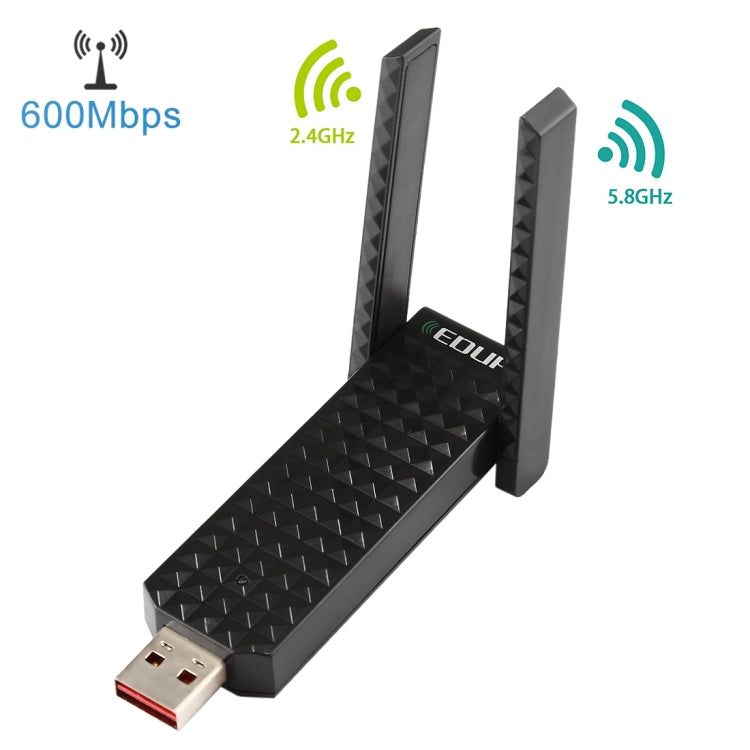 EDUP EP-AC1625 600Mbps 2.4G / 5.8GHz Dual Band Wireless 11AC USB 2.0 Adapter Network Card with 2 Antennas for Laptop / PC, EP-AC1625 EDUP EP-AC1625 600Mbps 2.4G / 5.8GHz Dual Band Wireless 11AC USB 2.0 Adapter Network Card with 2 Antennas for Laptop / PC, EP-AC1625